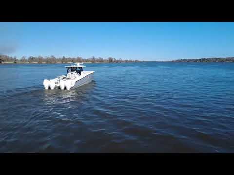 2023 Freeman 37VH and powered by Quad 2023 Mercury 300HP Verado V8s with only 350 hours #freeman