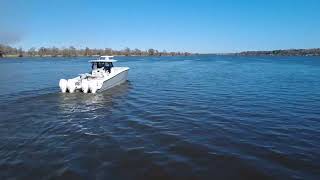 2023 Freeman 37VH and powered by Quad 2023 Mercury 300HP Verado V8s with only 350 hours #freeman