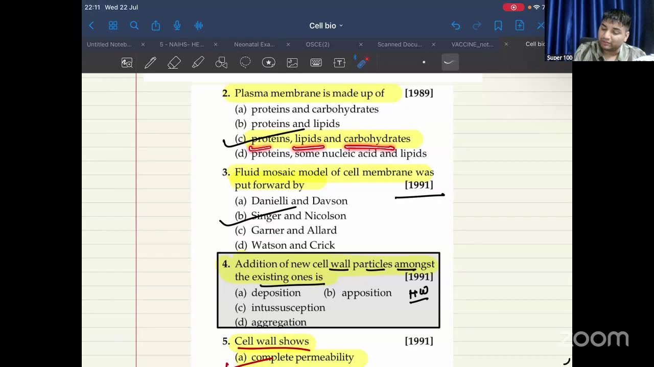 Cell Biology Revision 1 // Super 100 // Batch 5 //