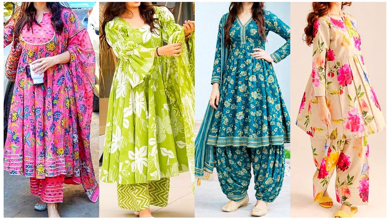Beautiful 2026 Eid collection Flower Print Suits for Teen Girls/Latest Stylish & Decent Designs 