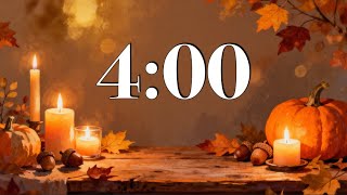 4 Minute Thanksgiving Timer 🕯️ Cozy Fall Table with Piano & Acoustic Guitar Music | Focus or Study
