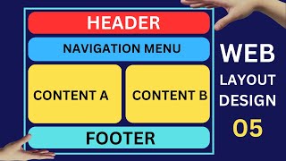 How to create Website Page Layout in HTML CSS | Part 05 | Web Layout Design Tutorial in Hindi-Urdu