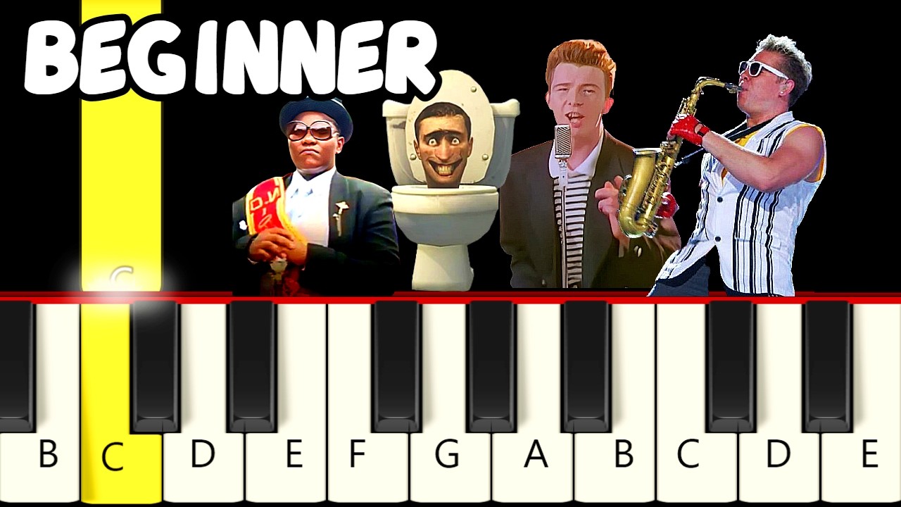 18 Meme Songs Everyone Recognizes – Easy & Slow Piano Tutorial (Melody Only) – Beginner