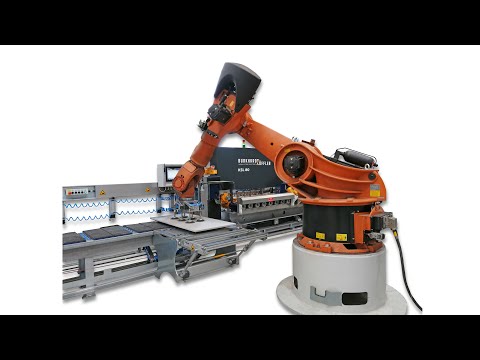 KSL 80 - Beladung der Kantenschleifmaschine mit Roboter / Loading of Edge Processor with Robot