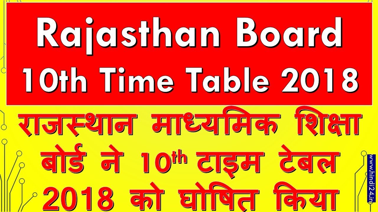 Rajasthan Board 10th Time Table 2019 Rbse 10th Date Sheet 2019