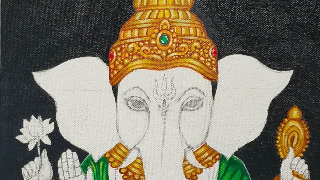 How to draw ghanesha|how to draw jewellery with acrylic paint|ghanesha painting with acrylic