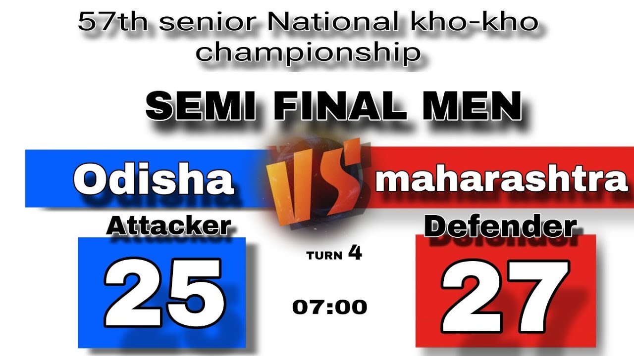 Odisha vs maharashtra  men  session turn-4 57th senior national kho - kho championship