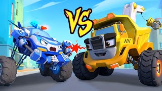 Police Car VS Construction Truck | Who’s the Best Monster Car? | Kids Songs | BabyBus  Cars World