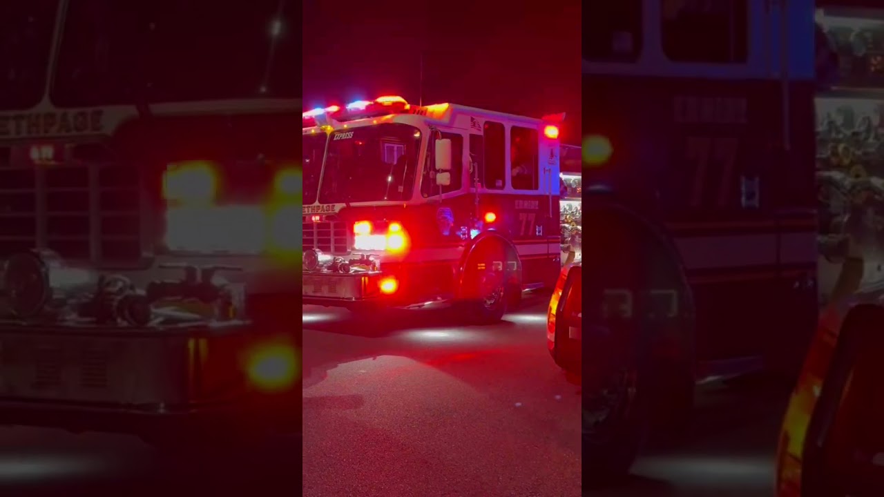 Bethpage fire department Engine 77 leaving a basement fire