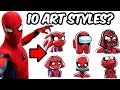 Drawing SPIDER-MAN in 10 DIFFERENT ART STYLES & THE MOST DETAILED DRAWING EVER!!!