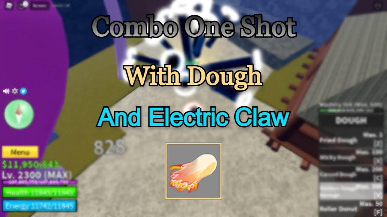 Combo One Shot With Dough And Electric Claws Blox Fruits YouTube
