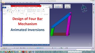 Design of 4 bar mechanism/linkage animated in Catia V5/Inversions of 4 bar chain