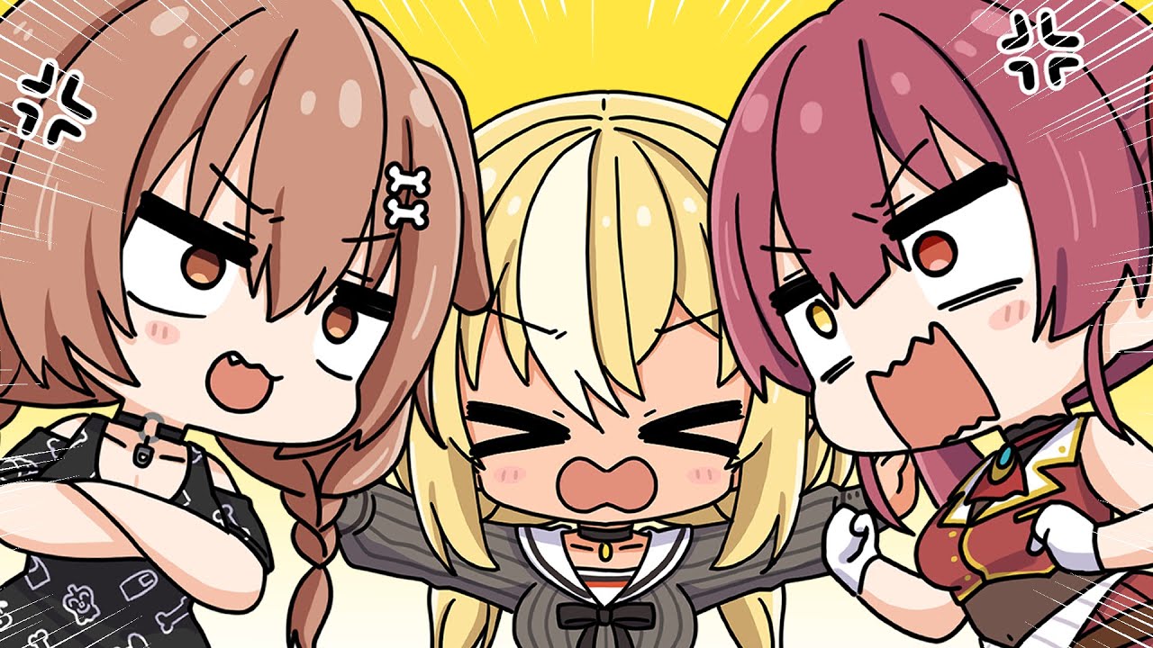 Flare doing her best to stop Marine and Korone from bickering【Hololive AnimatedClip/Eng sub】