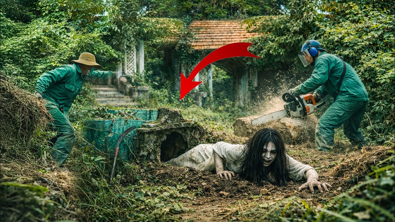 Time-Lapse: A Lawnmower is Terrified when he Digs Up… a White Figure Crawling Up from the Ground!