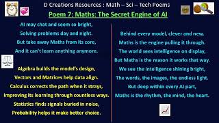 AI, Maths, Algebra, numbers, importance, Poem, Mathematics, use, applications, D Creations Resources