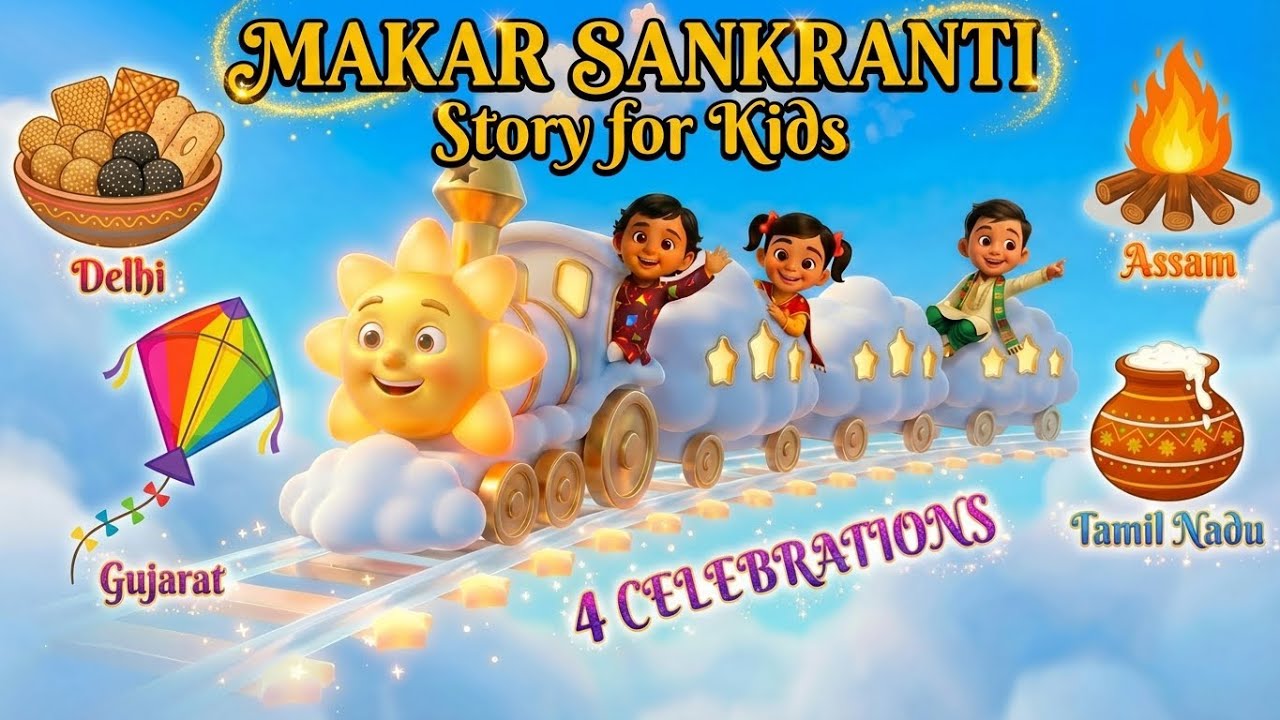 Makar Sankranti Story for Kids: Why we Celebrate and How! Uttarayan (🪁), Pongal (🍲), & Magh Bihu (🔥)