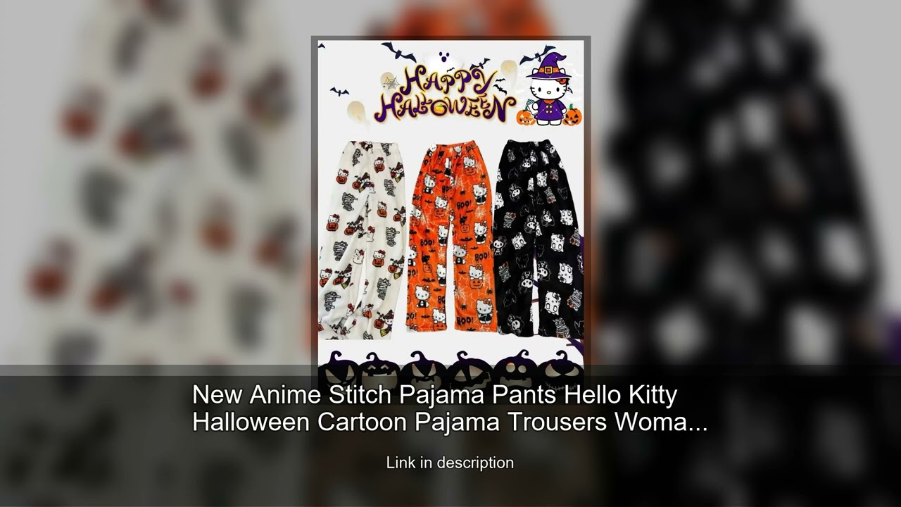 New Anime Stitch Pajama Pants Hello Kitty Halloween Cartoon Pajama Trousers Woman's Home Pants