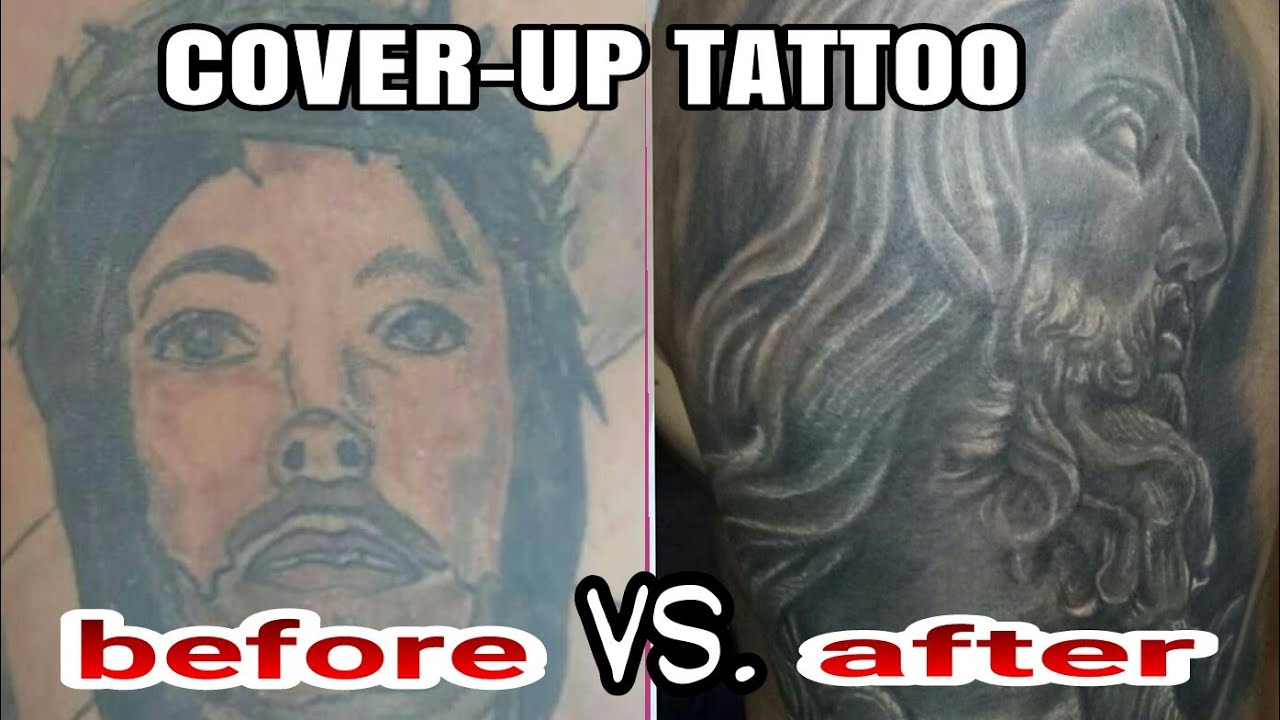 TATTOO COVERUP black and grey tattoo religious tattoo ll how to
