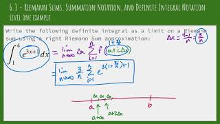 6.3 - Riemann Sums and Definite Integrals - Level 1 Examples