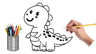 Easy Dinosaur drawing for kids step by step #draw #drawing #easy #simple #art #cute #stepbystep