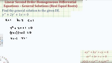 Linear Second Order Homogeneous Differential Equations   (two real equal roots) #2