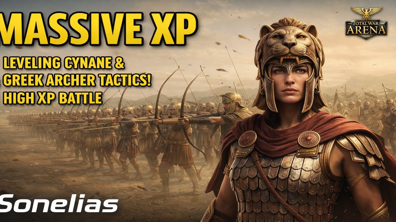 Total War: Arena | Leveling Cynane & Greek Archer Tactics! | High XP Battle