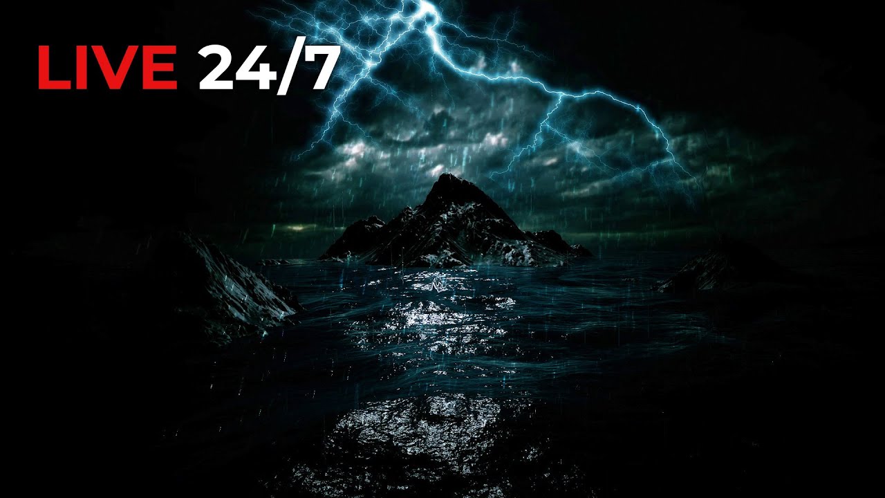 Heavy Ocean Rainstorm with Nonstop Thunder Sounds for Sleeping | My Peaceful Mountains Nature Sounds