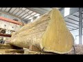 Amazing wood cutting machinery  the process of producing raw wood working in woodworking factory