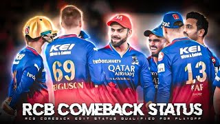 Rcb Comeback Edit Status || Rcb Qualified For Playoff || Rcb Comeback Status