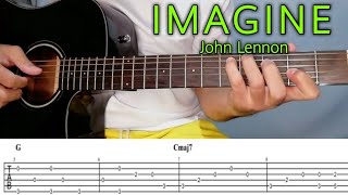 IMAGINE (John Lennon) Detailed Guitar Tutorial with Free Tab and Tabs on Screen