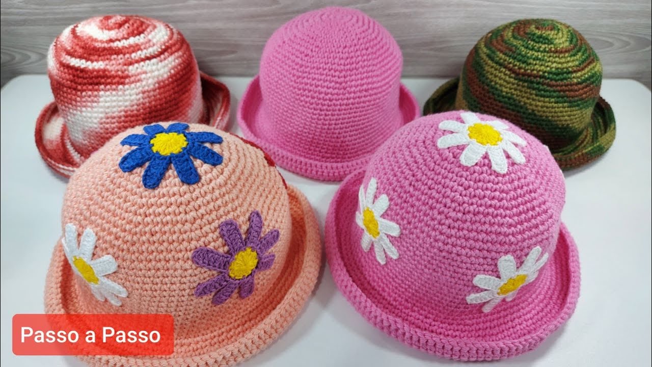Chapéu de crochê  JADE- Bucket Hat -Passo a Passo Prof.Neddy Ghusmam