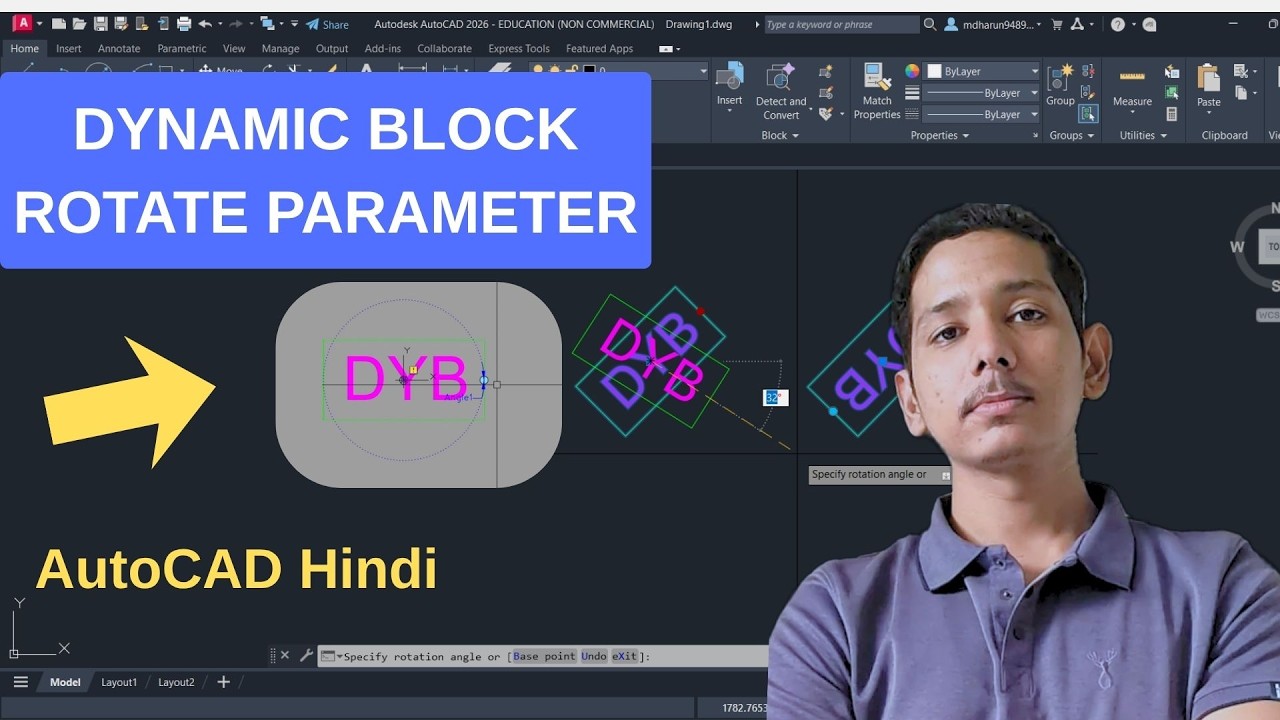 Dynamic Block Rotate Parameter & Action Explained in AutoCAD # ...