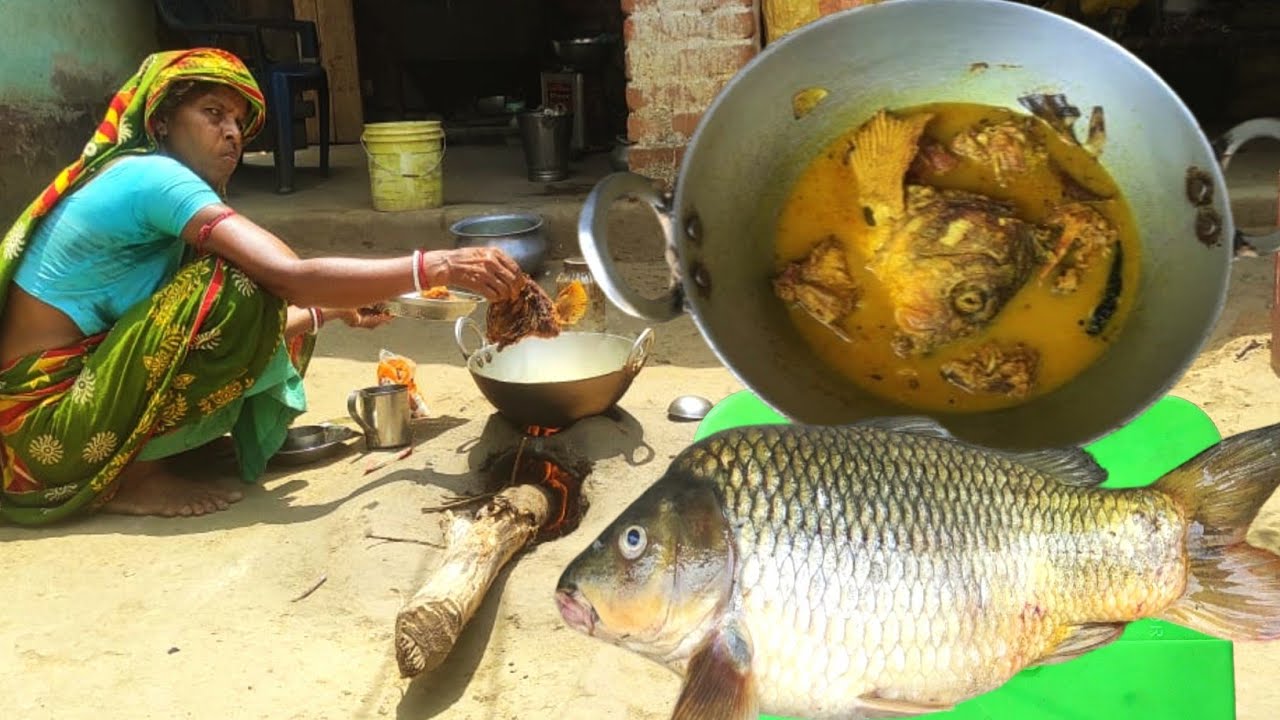 Indian Rural Life Cooking Fish CURRY and rural rice eating|How to Big ...
