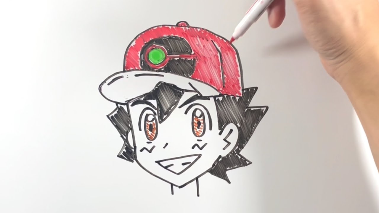 【ポケモン】サトシの描き方!ホワイトボードで描いてみた! - YouTube