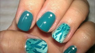 cancer nail awareness ovarian teal tutorial
