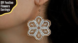 Festive Flowers Earrings - Tutorial || Christmas Gift Idea