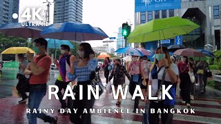 (4K UHD) Walking in the Rain in Downtown Bangkok | Rainy Ambience in Bangkok