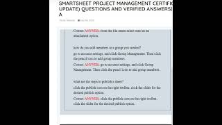 SMARTSHEET PROJECT MANAGEMENT CERTIFICATION EXAM NEW UPDATE QUESTIONS AND VERIFIED ANSWERS