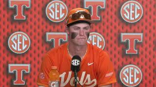 Josh Elander reacts to Tennessee baseball's loss to Arkansas in SEC Tournament