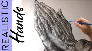Drawing Realistic Praying Hands Speed Draw Art Study of Hands of an Apostle Wrinkles & Veins Sketch