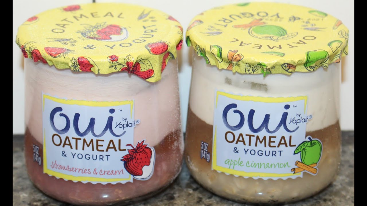 Oui by Yoplait Oatmeal & Yogurt Strawberries & Cream and Apple Cinnamon Review YouTube