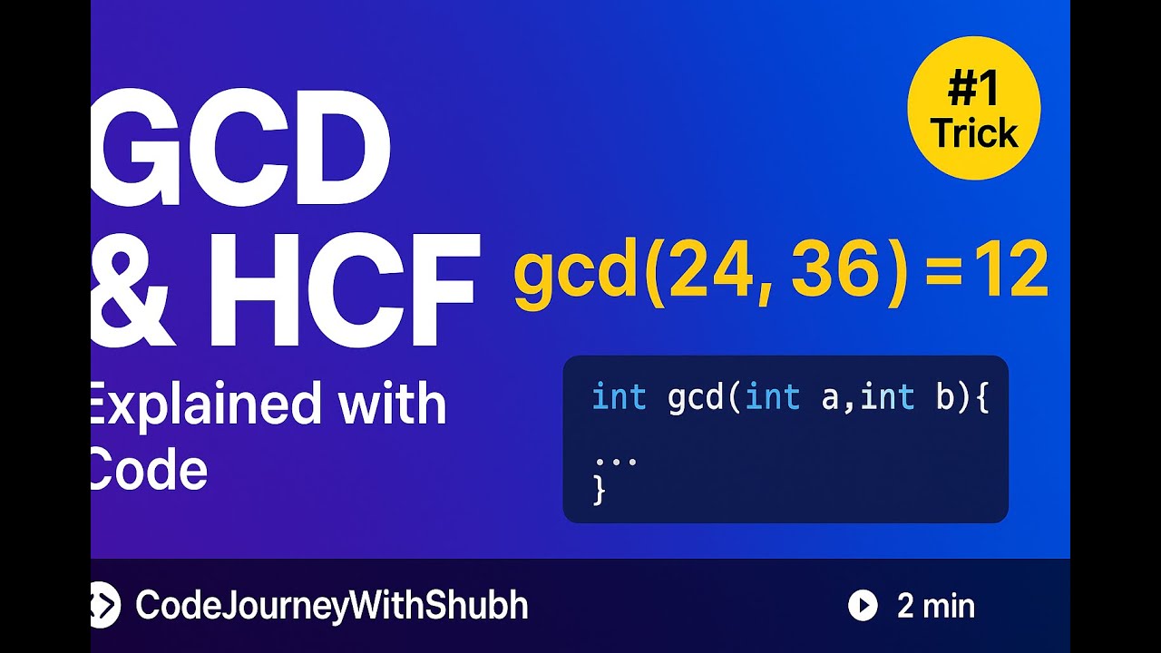 GCD & HCF in Java | Brute Force to Best Approach | CodeJourneyWithShubh ...