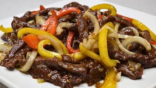 Beef Stir Fry With Onions And Bell Peppers - Juicy And Tender