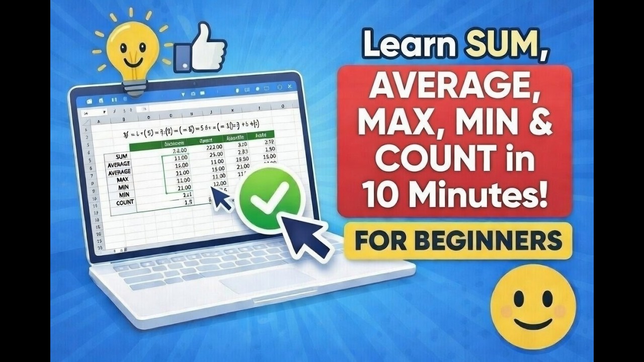 Excel Formulas for Beginners | SUM, AVERAGE, MAX, MIN & COUNT Explained