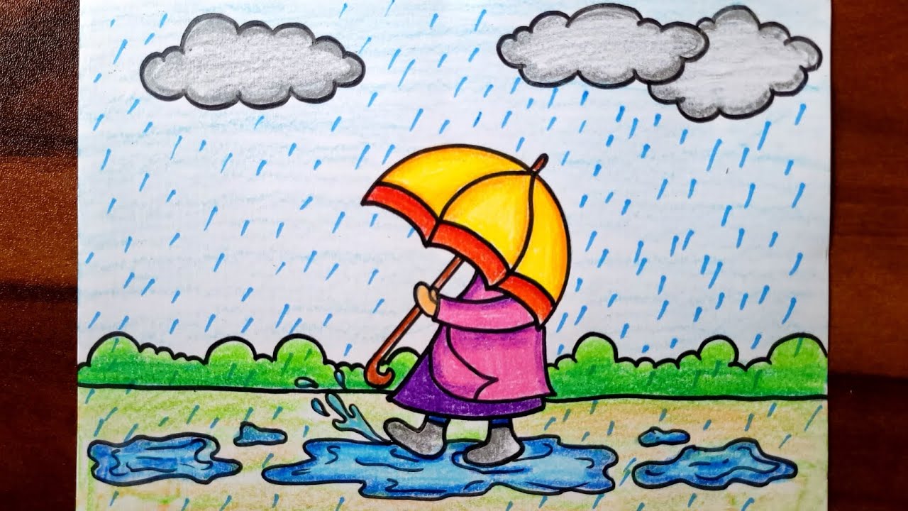 Children's Drawing Wet season Rain, Rainy Season s For Kids, white, child  png | PNGEgg