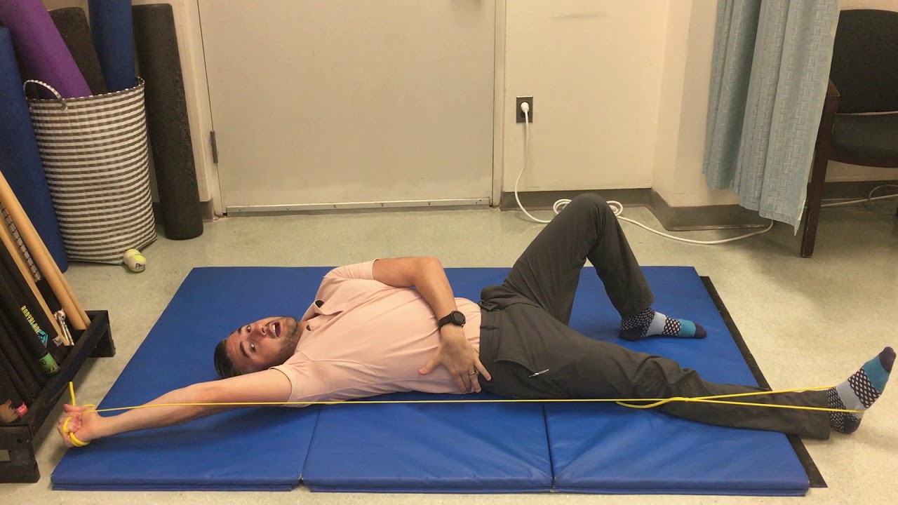 Supine Resisted Shoulder Flexion - YouTube