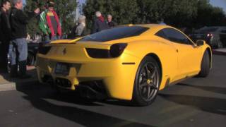 Watch in hd! nice looking pearl yellow 458 italia at cars and coffee
irvine. check out the custom paint job they did on brake calibers also
the...