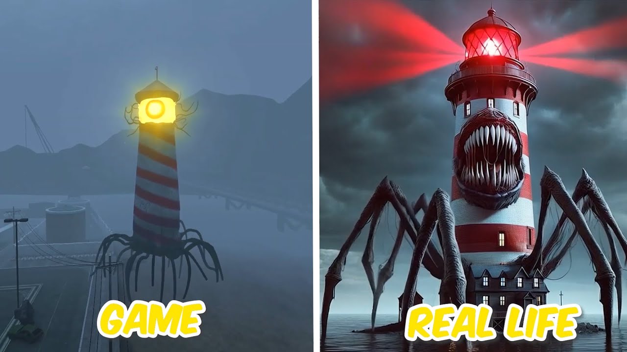 LIGHTHOUSE MONSTER In Real Life | All Eater Monster | Spinning Wheel Tiles Hop Battle