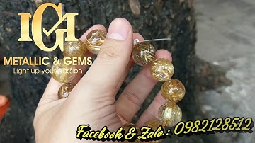 Vòng thạch anh tóc vàng bã mía ánh titan rực rỡ lung linh size 16mm kèm chứng thư kiểm định