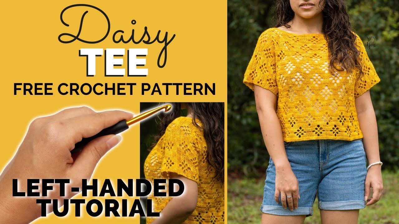 LEFT-HANDED TUTORIAL: Free Crochet Lace Top Pattern - Daisy Tee - Plus ...